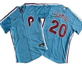 Mens Philadelphia Phillies #20 Mike Schmidt Light Blue Cool Base Jersey